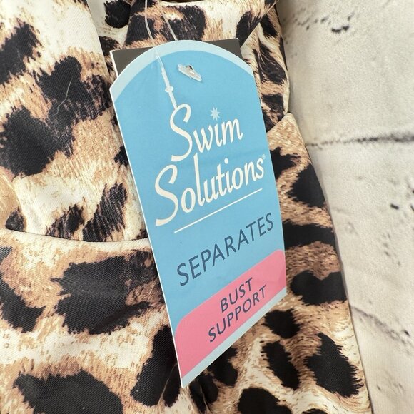 Swim Solutions Plus Size 20W Triple Tiered Animal Print Tankini Top NWT $84 - Picture 11 of 11